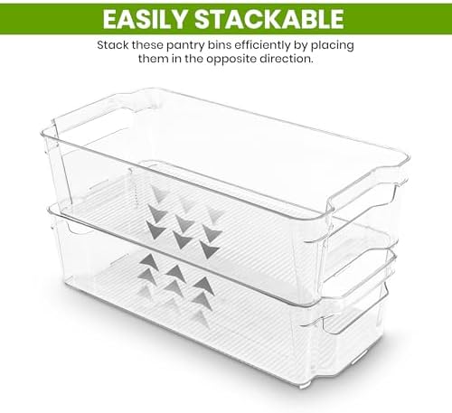 Plastic Stackable Storage Bins for Fridge, 8 Pack, Clear