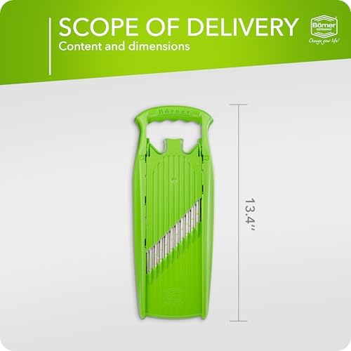 Börner by Reston Lloyd Wave-Waffle Power Line • Crinkle Cut/Spirelli Vegetable Slicer • Slicer for Wave Waffle Cut Style • Multiple Thickness Options • Made in Germany, Lime - Image 6