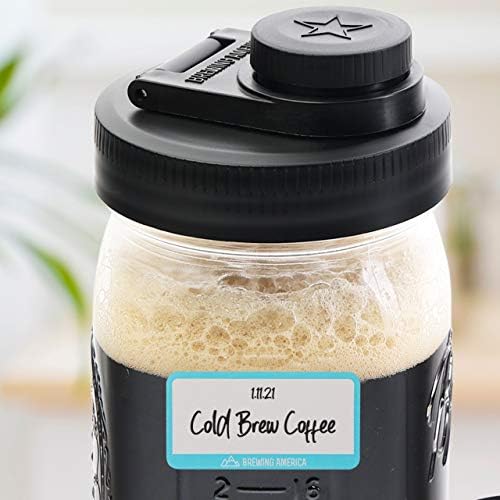Glass Mason Jar Pitcher with Lid - Azure Standard Jars, 1 Quart (32 oz) with Black Wide Mouth Pour Lid, for Smoothie, Boba Cup, Sun Tea, Cold Coffee Glass Tumbler, 2-Pack