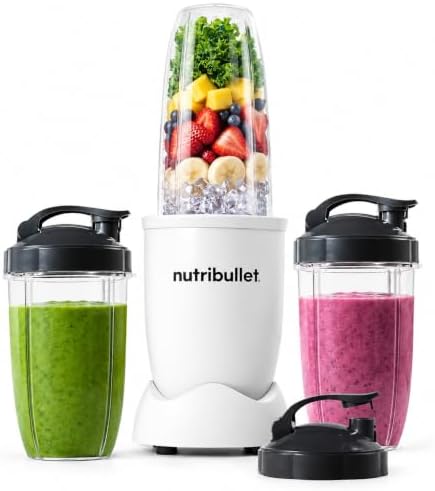 Nutribullet Pro Personal Blender, Shakes, Smoothies, Food Prep, and Frozen Blending, 32 Ounce Cup, 24 Ounce Cups, Flip-top Travel Lids, 900 Watt, Matte White by Unknown