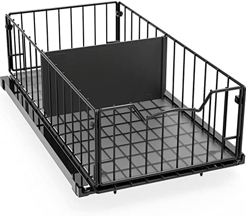Pull-Out Cabinet Sliding Basket, 17.2Dx9.7Wx5H, Black