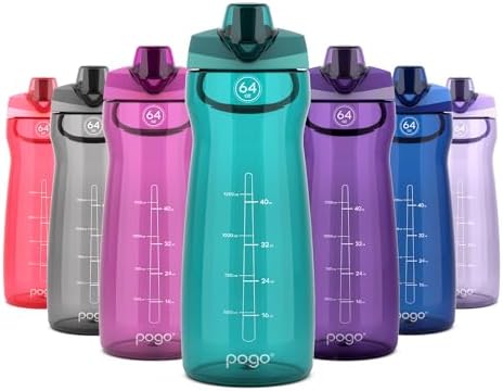 Pogo 64oz Plastic Water Bottle with Chug Lid and Carry Loop, Teal by Pogo