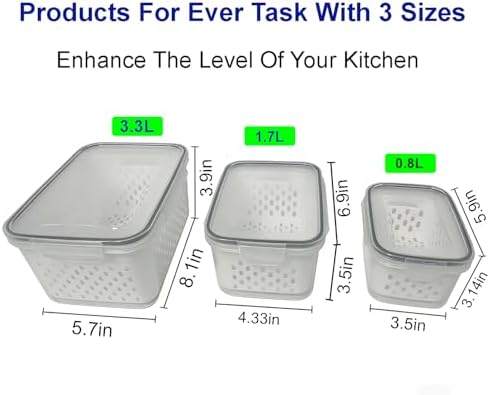 2-in-1 Stackable Food Storage Containers with Lids, 3 Size