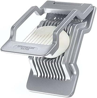 Westmark Egg Slicer Justus for Hard Boiled Eggs with Individually Tensioned Stainless Steel Wire Cutters, German Heavy Duty Aluminium Slicer for Round & Oval Eggs, Dishwasher Safe, Grey - Image 2