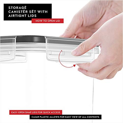 Cereal Containers Storage 4L Set of 4 Airtight Food Storage Containers with Lids Cereal Dispenser Countertop Pantry Organization Canister for Rice Flour & Sugar 1 Marker 8 Labels