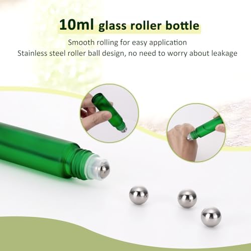 Kesell 10ml Green Glass Roller Bottles, 10-Pack - Image 5