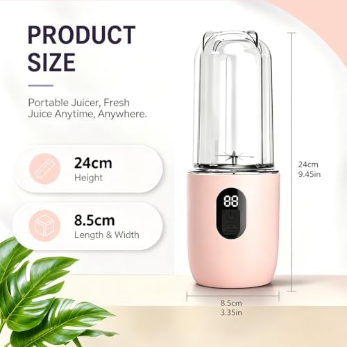 Portable Blender, Rechargeable Smoothie Blender with One‑Touch Button