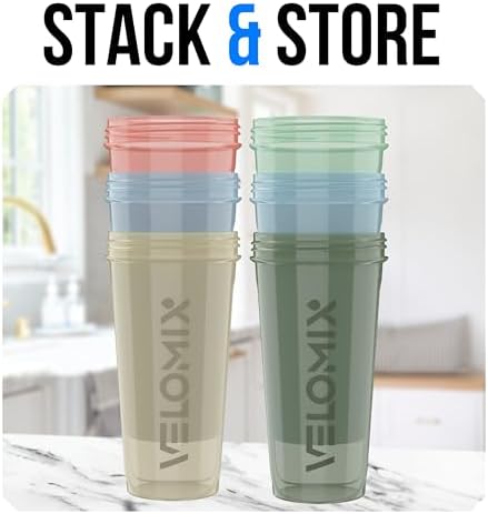 VELOMIX 6 Pack 28oz Protein Shaker Bottle for Protein Mixes, Muted Pastel - Image 6