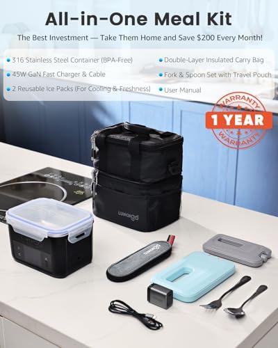G1 Cordless Electric Heated Lunch Box, 5-Cup, Scheduled Heating