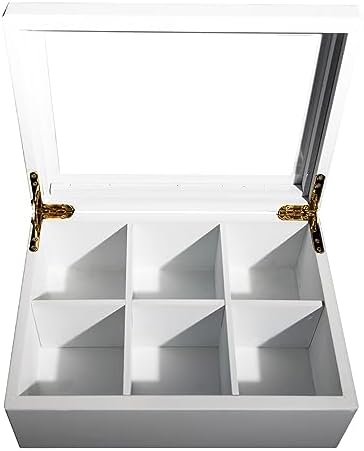 Wooden Tea Organizer For Tea Bags, White