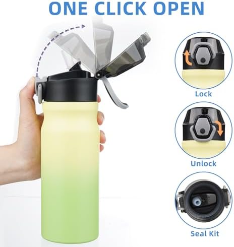 BJPKPK 18 oz Water Bottle with Straw & Handle, Insulated Stainless Flask - Image 3