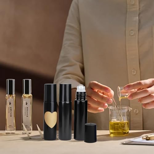 10ml Glass Essential Oil Roller Bottle, 24PCS Black Essential Oil Roller Bottles with Stainless Steel Rollers - Refillable, Leak-Proof Design, Suitable for Travel and DIY Skincare Products. - Image 5