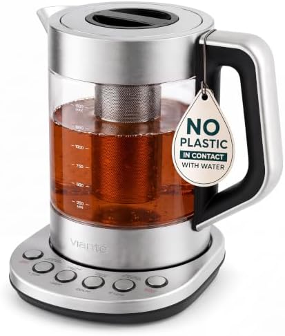 Viante Alba Electric Tea Kettle With Infuser, No Plastic, 1.5L