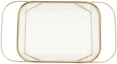 Stainless Steel Colander, Over The Sink Strainer Basket Kitchen S Er Gold Strainer Over The Sink Colander Basket for with Handles Fine Mesh Expandable Essentials (Gold)