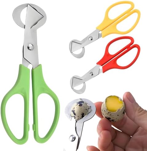 3PCS Quail Egg Scissors,Stainless Steel Quail Egg Cutter with Non-Slip Handle, Easy Egg Opening Tool for Quail, Ideal for Kitchen, Restaurant Use(3 Colors) by Unknown
