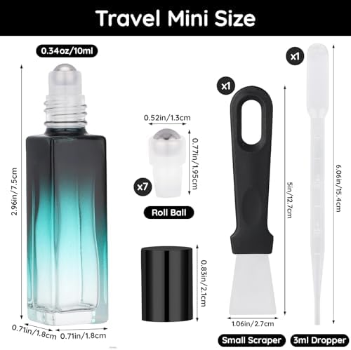 Segbeauty 0.34oz 5pcs Travel Empty Glass Roll on Perfume Bottles Refillable, 10ml Travel Size Essential Oils Roller Bottles with Dropper, Mini Liquid Containers for Eye Essence Bottle Small Containers - Image 3