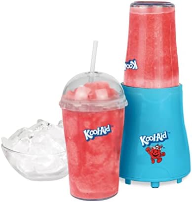 Nostalgia Kool-Aid Slush ‘N Go Personal Blender for Smoothies, Slushies, Shakes, and Fruit Blends, Includes Two 15 Oz Travel Bottles, Cup Lid, and Reusable Straw, Blue by Nostalgia