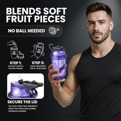 SHAKESPHERE Protein Shaker Bottle with Straw 13.5oz BPA-Free Tritan, Purple - Image 6