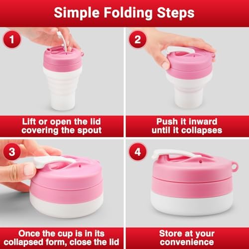 Collapsible Protein Shaker Bottle: 20 Oz Travel-Friendly Shaker Cups, Pink - Image 4