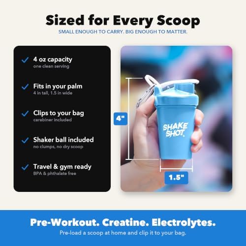 Blue 4oz Mini Shaker Bottle for Creatine, Pre Workout, Matcha - Image 5