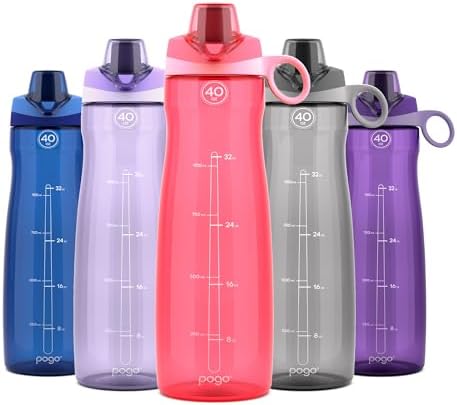 Pogo BPA-Free Plastic Water Bottle with Chug Lid, Pink, 40 oz. by Pogo
