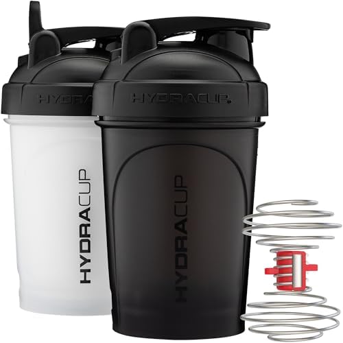 Hydra Cup - 2 Pack - 20oz Shaker Bottles | Protein Shaker Cups with Whisk Ball, Leak-Proof, Carry Handle | BPA-Free Gym Mixer for Protein Powder, Mixing Supplements by Hydracup