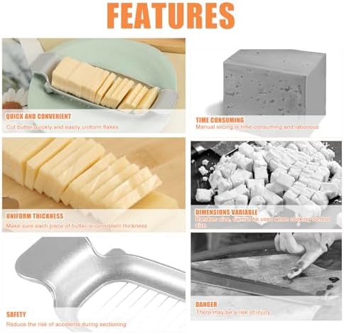 2pcs Cheese Slicer, Stainless Steel Butter Slicer Tool Handheld Cheese Cutter Wire Butter Cutter Single Stick Kitchen Slicing Tool for Fruit Eggs Butter Cheese - Image 4