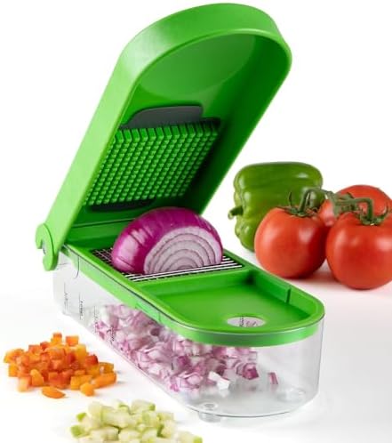 Professional Onion Chopper Dicer - 2-Cup Food Chopper with Measurements & Easy-Press Handle, Includes Cleaning Tool & Container for Onion, Vegetables, Fruits, Dishwasher Safe, Non-Slip Base (White) by Unknown