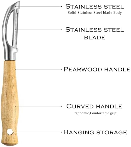 Potato Peeler Stainless Steel Vegetable Peeler,Wooden Handle Peeler