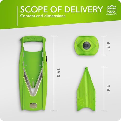 Mandoline Food Slicer Börner V5 (Basic Set) by Reston Lloyd • V-Slicer with Food Holder • Made in Germany • Fruit & Vegetable Chopper • Multiple Settings • Color: Lime - Image 6