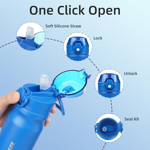 BJPKPK 14 oz Insulated Water Bottle, Straw, Handle, Stainless Steel Flask - Image 3