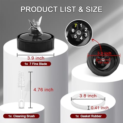 Replacement 24oz Blender Cups with Lid for Ninja, 7 Fins Extractor Blade Compatible with Nutri Auto iQ BN401 BN751 BN801 BL642 BL456 BL480 Foodi SS401 SS101 NN100 NN210 NN102 BL2012 - Image 2