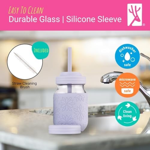Kids/Toddler 16oz Glass Mason Jars + Sleeves + Lids | 4pk