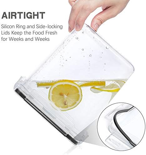 Large Food Storage Containers with Lids Airtight 5.2L /176Oz, for Flour, Sugar, Baking Supply, 3PCS BPA Free Plastic Canisters for Kitchen Pantry Organization