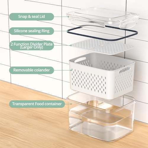 8 Pack Fridge Fruit Storage Containers with Removable Colander