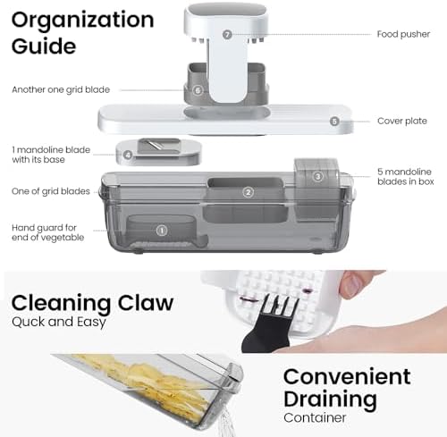 Vegetable Chopper Mandoline Slicer 8-in-1 with Container, 8 Blades for Onion, Veggie & Fruit, Easy Food Slicer Dicer Cutter, Kitchen Gadgets & Essentials - Image 5