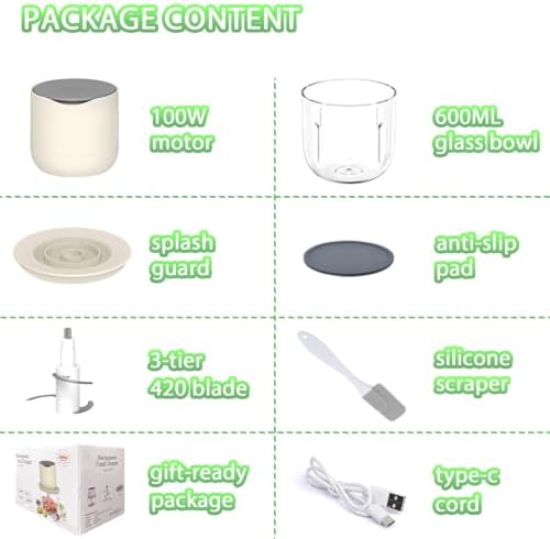 Electric Garlic Chopper, 600ML GLASS Food Processor Cordless - Image 6