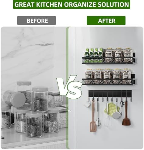 Magnetic Spice Rack for Refrigerator, 3 Pack Magnetic Shelf for Refrigerator, Movable Magnetic Basket is Used for Side Storage in Ovens, Microwaves, or Washing Machines