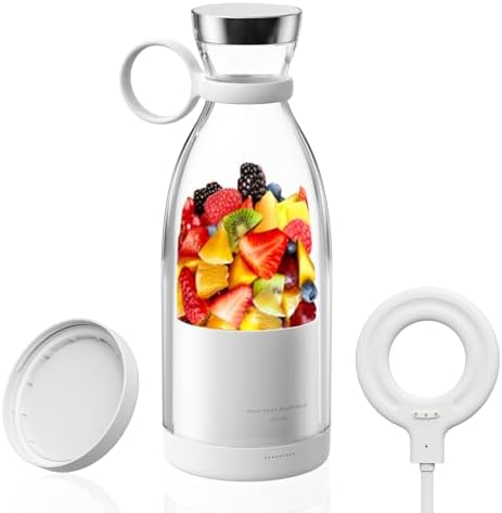OTPEIR Portable Blender for Shakes and Smoothies with 11.83 Oz Travel Cup and Lid,Durable Stainless Steel Blades for Juice Blending Performance, White by OTPEIR