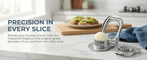 Professional Stainless Steel Egg Slicer - Heavy Duty Egg Cutter with Reinforced 304 Wires, 100% Dishwasher Safe, Rust-Proof Slicer for Boiled Eggs, Strawberries, and Mushrooms