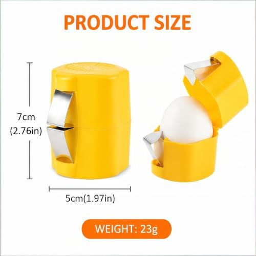Egg Shell Opener, 2-in-1 for Raw & Boiled Eggs，Yellow - Image 6
