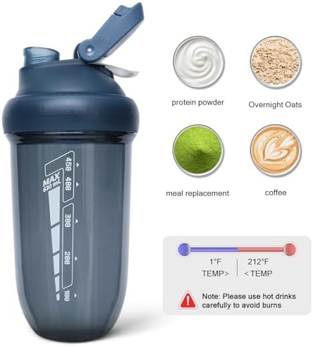 20 oz protein shaker bottle, TRITAN Plastic, BPA/BPS Free Whey Protein Drink Cups for Pre-Workout and Gym, Blender Shaker for Blending Protein Shakes, Overnight Oats and Smoothies(blue) - Image 4
