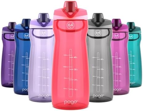 Pogo 64oz Plastic Water Bottle with Chug Lid and Carry Loop, Pink by Pogo