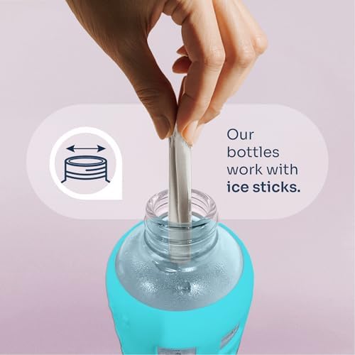 40oz / 32oz / 22oz / 12oz Borosilicate Glass Water Bottle with Time & Volume Markers, Silicone Sleeve, Stainless Steel Lid | Reusable Glass Bottle for Water & Juice