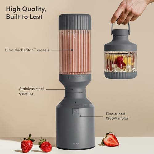Beast Mega 1200 Plus Countertop Blender, XL Vessel, Charcoal, 1200W - Image 2