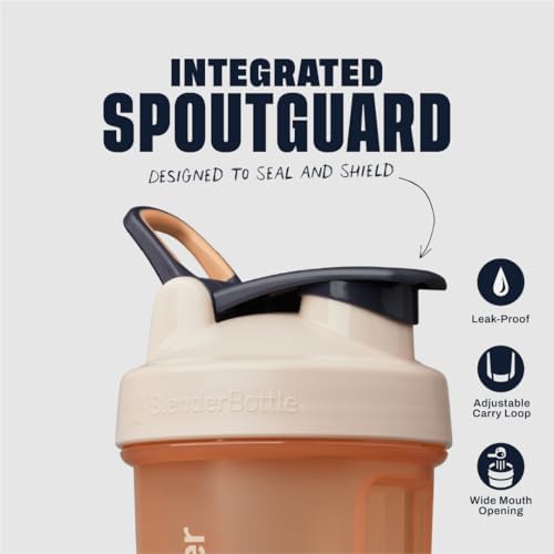 BlenderBottle Classic V2 Plastic Shaker Bottle 28 oz Tan/Orange - Image 3