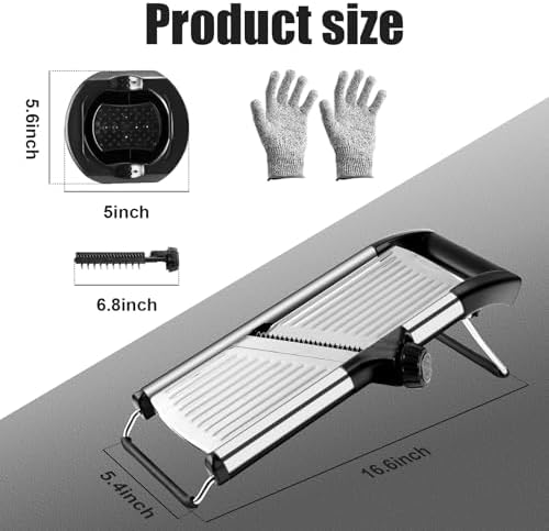 Mandoline Slicer for Kitchen, Adjustable Stainless Steel Vegetable Slicer - Image 4