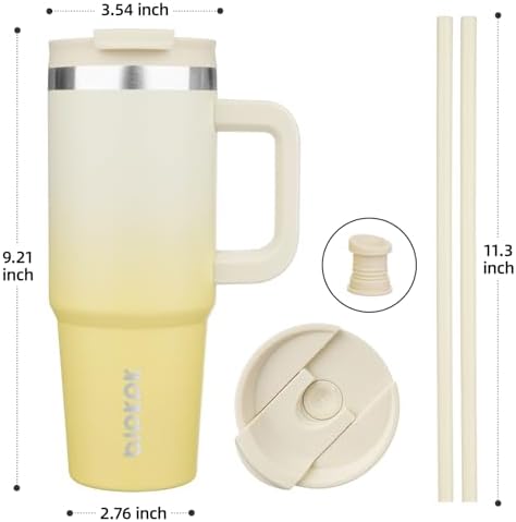 30 oz Insulated Tumbler with Handle & Straw, Stainless Steel