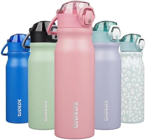 BJPKPK 25 oz Insulated Water Bottle, Straw, Handle, Stainless Steel Flask by BJPKPK