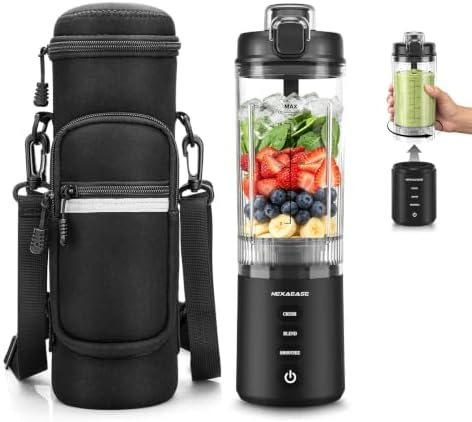 Portable Blender Personal Juicer for Shakes Smoothies with Insulated Sleeve by NexaEase
